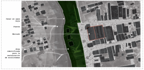 Map of civil port and market area in Leticia. 